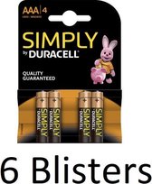 24 Stuks (6 Blisters a 4 st) Duracell AAA Simply Batterijen