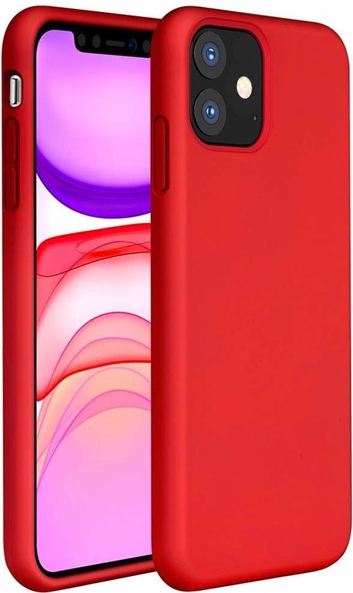 iphone 11 hoesje rood siliconen case - 2x iphone 11 screenprotector screen  protector | bol