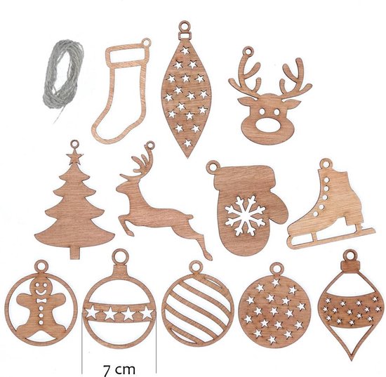 Kerstboom versiering hout | Houten Kerstballen set | Kerstversiering  Ornamenten |... | bol.com