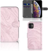 iPhone 11 Bookcase Marble Roze
