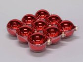Rood Glans Kerstballen - Cb. 9 Glasballen/cap Rood Glans 100mm