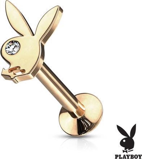 Piercing playboy bunny met gemmed eye gold plated
