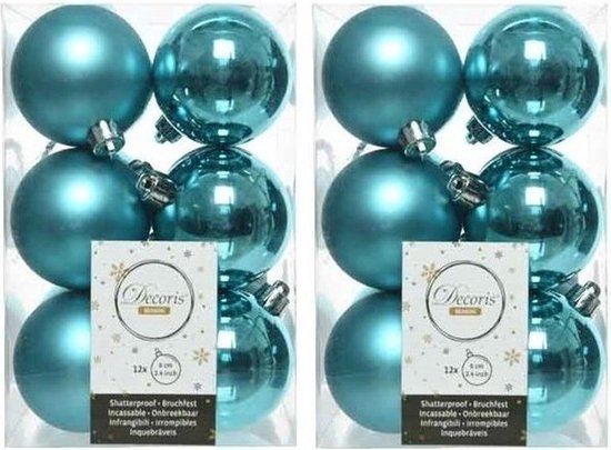 24x Turquoise blauwe kunststof kerstballen 6 cm - Mat/glans - Onbreekbare  plastic... | bol.com
