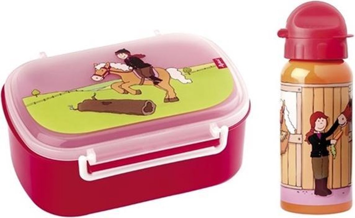 Sigikid - Boîte à Goûter Enfant Motif Poney - Étanche, Compartiment Amovible - Sans Plastifiants, Lavable (17.5x9x5cm)