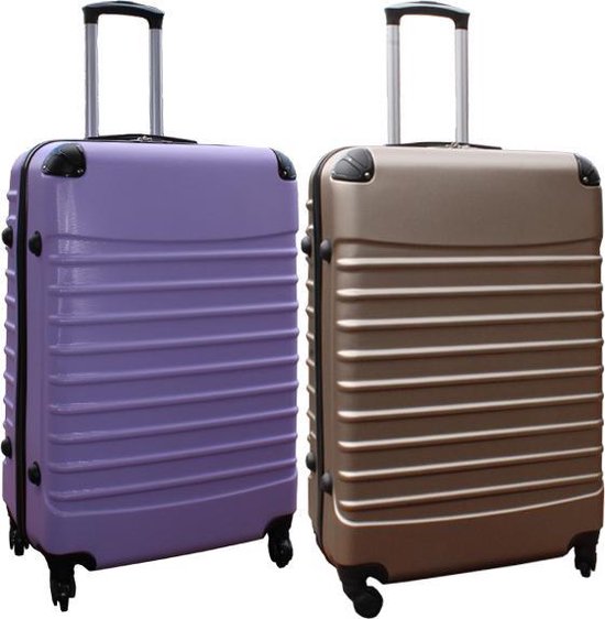 Travelerz kofferset 2 delig ABS groot - met cijferslot - 95 liter - goud - lila