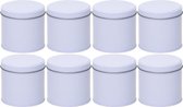 8x Boîtes de rangement / boîtes de rangement rondes blanches 10 cm - Boîte Stroopwafel - Dosettes de café / boîtes à café blanches - Boîtes de rangement