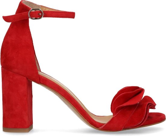 Rode sandalen met hak en ruffles | bol