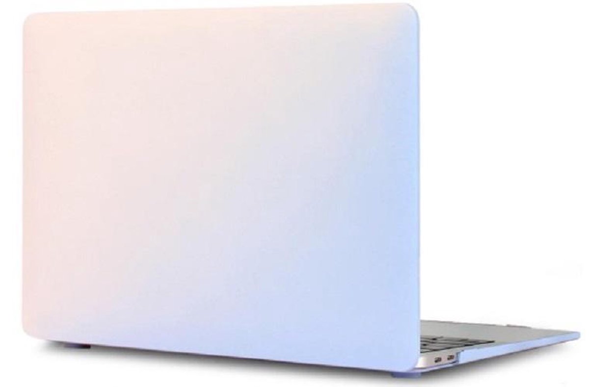 Macbook Hoes Case voor MacBook Air 2018 13 inch (A1932) - Laptopcover - Regenboog Motief Creme Blauw