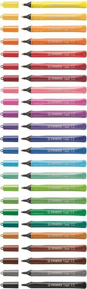 STABILO Cappi - Viltstift - Nooit Meer Je Dop Kwijt Dankzij De Dopring - Etui Met 24 Kleuren + 2 Dopringen — afbeelding 8
