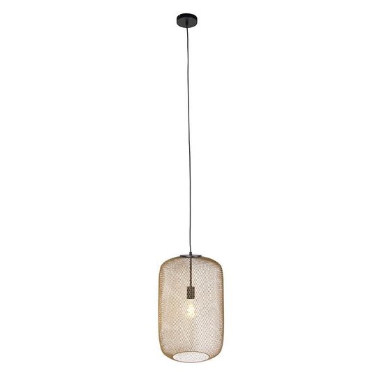 QAZQA bliss_mesh - Moderne Hanglamp eettafel - 1 lichts - Ø 350 mm - Zwart Goud - Woonkamer | Slaapkamer | Keuken