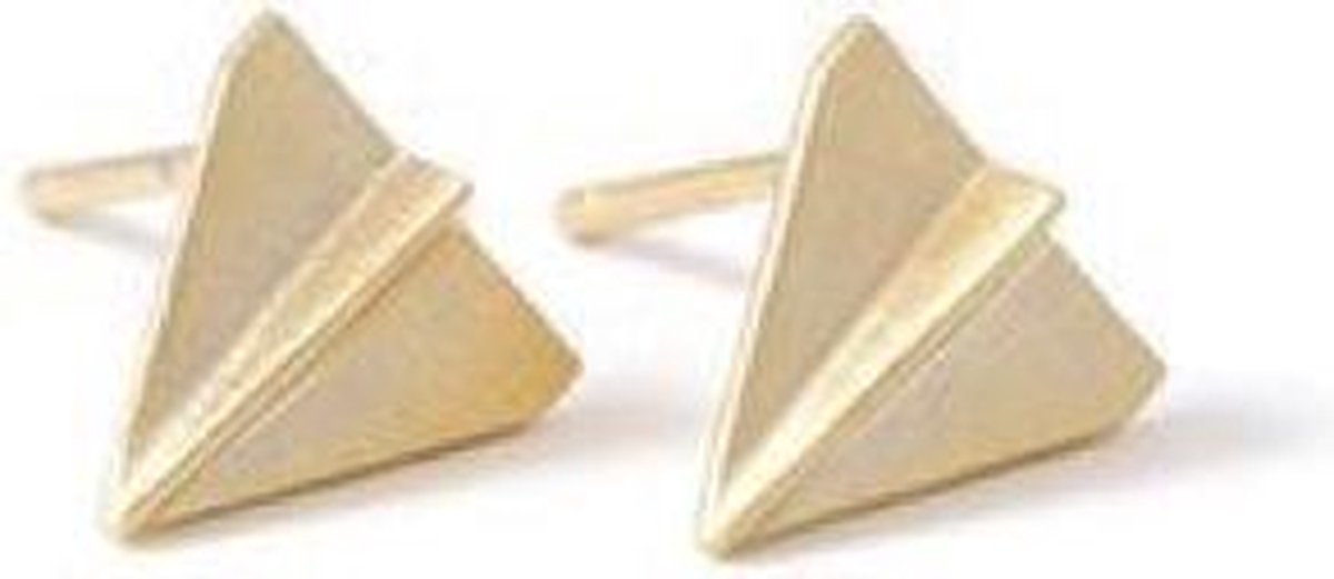 Joboly Origami vouw vliegtuig minimalistische oorbellen - Dames - Goudkleurig - Joboly