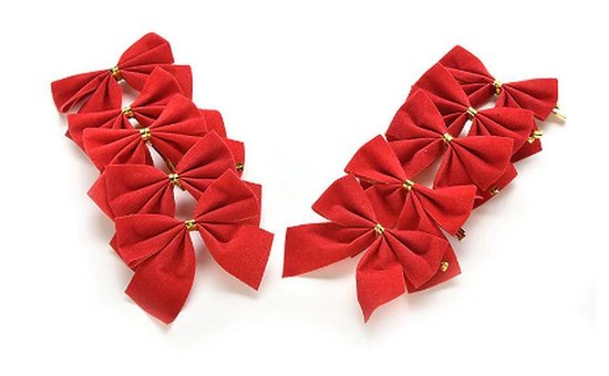 Kerst decoratie - Rode strikjes - 2.5 cm x 5.5 cm - 12 stuks - Faas