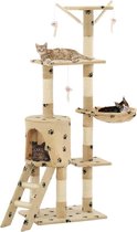 Kattenkrabpaal (incl kattenspeelstok) 138cm beige - Krabpaal katten - Katten Krabpaal