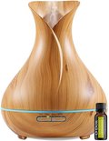 O'dor® Aroma Cool Mist Diffuser Luchtbevochtiger 400ml met EXTRA Lemongrass Olie Etherische Olie Verdamper Vernevelaar en Luchtbevochtiger met sfeervolle LED verlichting