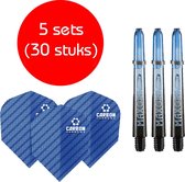 Dragon darts - Maxgrip – 5 sets - darts shafts - zwart-blauw - inbetween – en 5 sets – Carbon blauw – darts flights