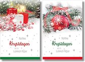 MGPcards - 2 doosjes à 10 Luxe dubbele wenskaarten - Friese tekst - Kerst/Nieuwjaar - Foliebewerking - Witte envelop - 10.5 x 16 cm - 2 Motieven per doosje