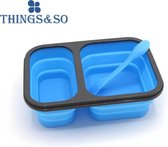 Siliconen Lunchbox - Lunchbox 2-vaks - Vershouddoos - 2 compartementen - Inklapbare Lunchbox - Groen - Blauw - BPA-vrij