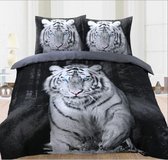 Housse de couette Noir- Blanc- Tigre Double Lits-jumeaux -240 x 220-cm + 2 taies d'oreiller 60x70cm