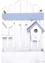 MaxxGarden Decoratief Vogelhuisje Met Bloembak - Wit/Blauw - 40 x 50 cm