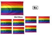 8x Regenboog vlag 90x150 cm