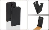 LELYCASE Zwart Lederen Flip Case Hoesje Alcatel One Touch Idol 2 Mini