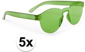 5x Groene verkleed zonnebril voor volwassenen - Feest/party bril groen