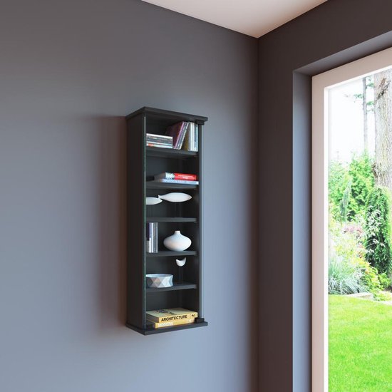 Armoire à compartiments armoire murale Loposa avec porte vitrée (noir)