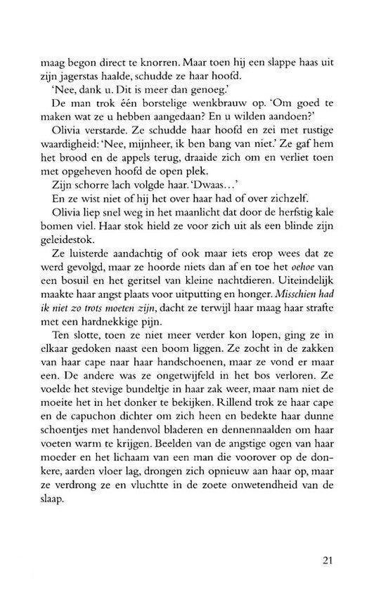 Pagina 21 van een boek met een tekst over Olivia.