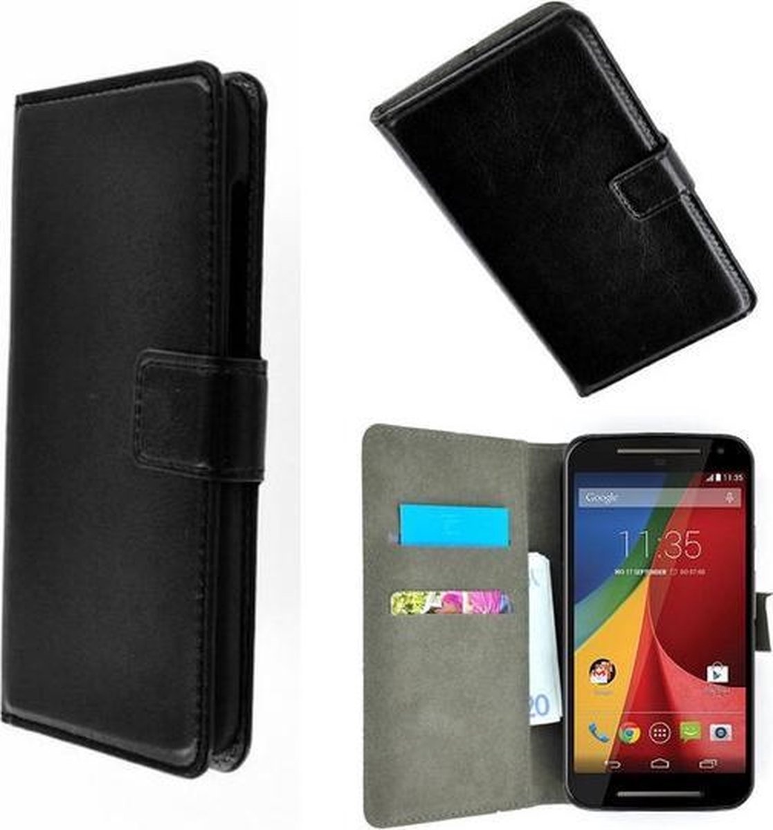 Geschikt voor Motorola Moto X Force Wallet Bookcase hoesje Zwart