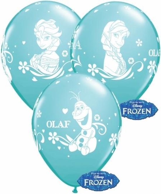 Blauwe Disney Frozen ballonnen setje van 6x stuks - Feestartikelen en kinder verjaardag versiering