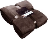 Unique Living Justin - Fleece polyester - Plaid - 150x200 cm - Mahogany Brown
