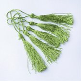 Tassels (kwastjes), 80x6mm (130mm met lus), olijfgroen, voor al uw creatieve ideeën. Verkocht per 50 stuks