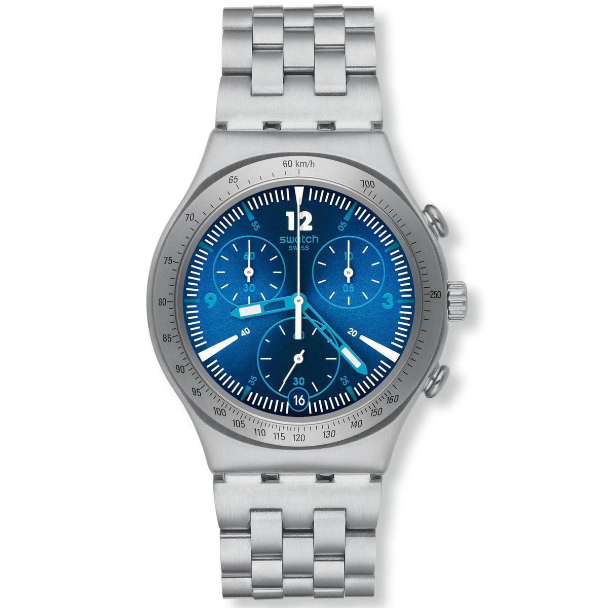 Swatch YCS575G Rhythmic Blue - Horloge - 40 mm - Staal - Grijs