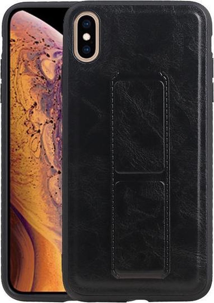 Grip Stand Hardcase Backcover voor iPhone XS Max Zwart