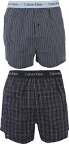 Calvin Klein - 2-pack Low Rise Slim-Fit Boxershorts Blauw Ruit / Streep - S