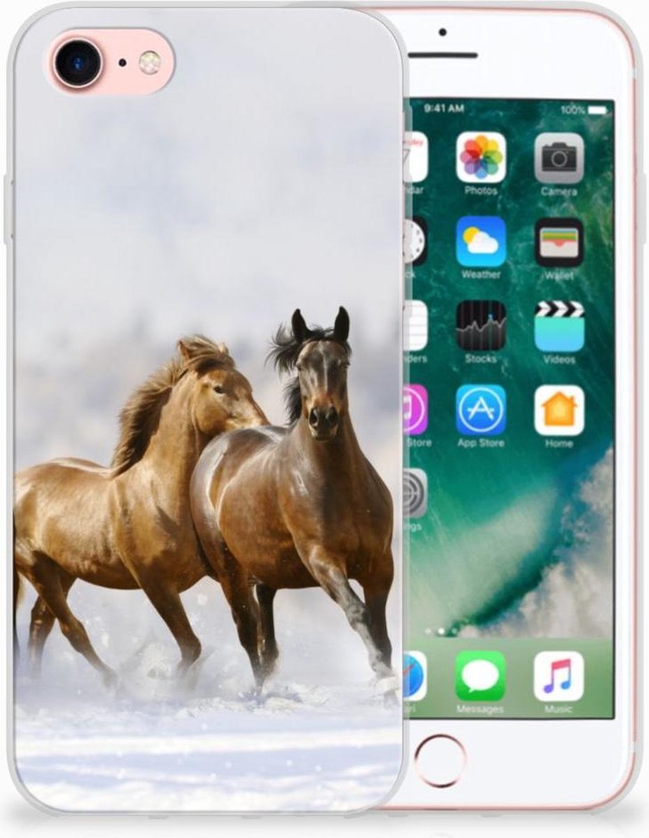 Klik van alleen Back cover Hoesje iPhone SE (2020/2022) en iPhone 8 | 7 Paarden | bol.com