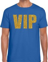 VIP glitter goud heren shirt blauw - Heren feest t-shirts L
