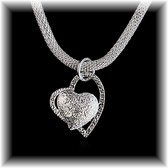 Fako Bijoux® - Ketting - Mesh - Hart - Zilverkleurig