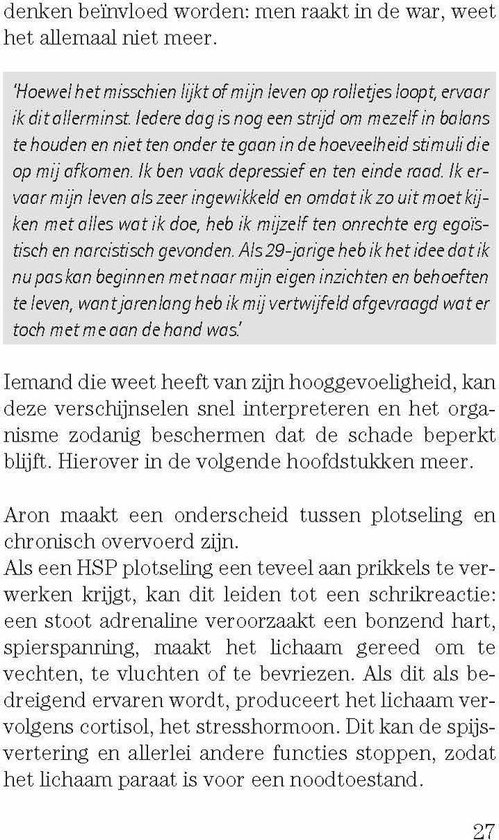 Tekst over hooggevoeligheid, depressie en de effecten van cortisol.