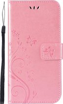 Shop4 - Huawei Y6 2019 Hoesje - Wallet Case Vlinder Patroon Roze