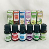 Essential etherische olie -aroma olie-Geurolie voor aromatherapie diffusers & oliebranders set van 6stuks(6x10ML)green tea -magnilia-osmanthus-snow lotus-strawberry-violet