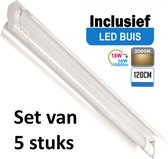 LED Buis armatuur met Trog 120cm - Enkel | Inclusief  LED Buis - 3000K - Warm wit (Set van 5 stuks)
