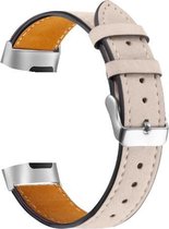 YONO Leer Bandje Beige voor Fitbit Charge 3 en 4 – Vervangende Armband in Lederen Design