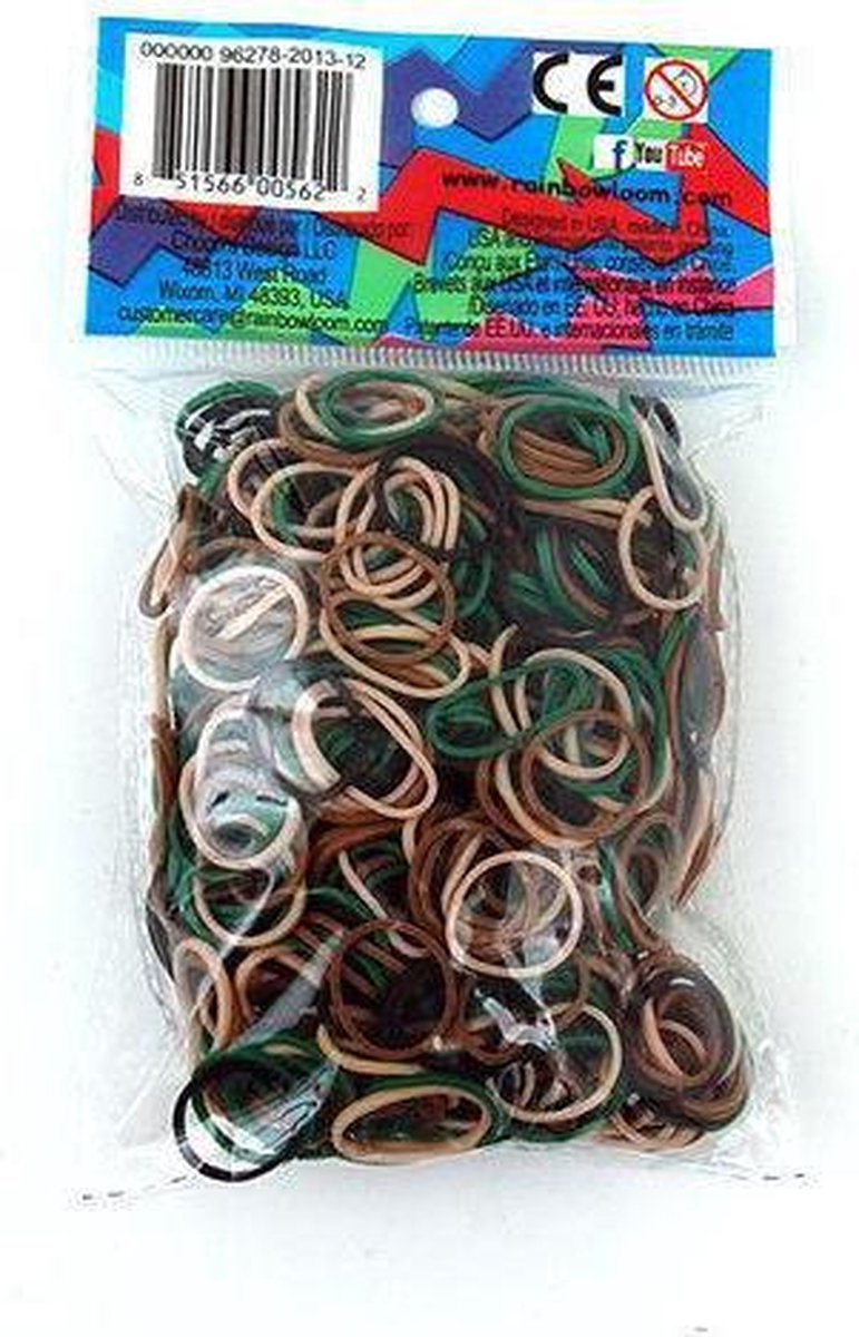Rainbow Loom Elastiekjes - Bandjes Camouflage - 600 stuks