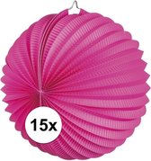 15x Lampionnen fuchsia roze 22 cm