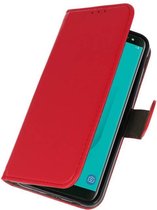 Samsung Galaxy J8 Hoesje Kaarthouder Book Case Telefoonhoesje Rood