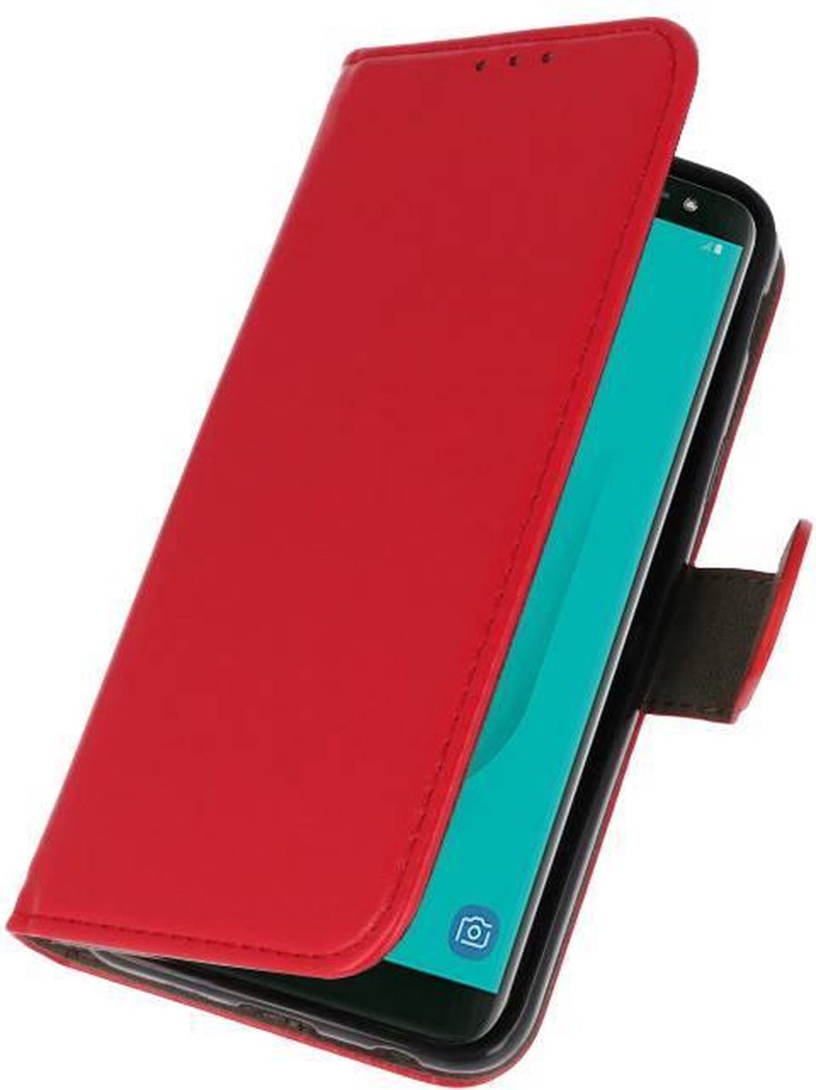 Hoesje Geschikt voor Samsung Galaxy J8 - Kaarthouder Book Case Telefoonhoesje - Rood