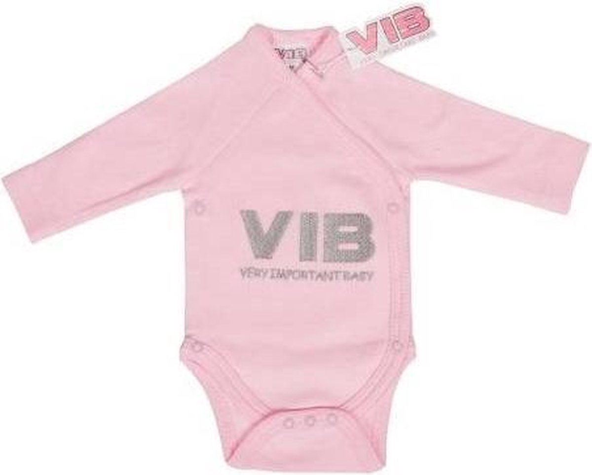 VIB® - Rompertje (overslag) Luxe Katoen - Very Important Baby (Roze) - Babykleertjes - romper - rompertjes - rompertjes met tekst - baby cadeau - baby aankondiging - overslagromper