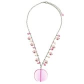 Ketting met roze parels, kraaltjes en ronde transparante hanger