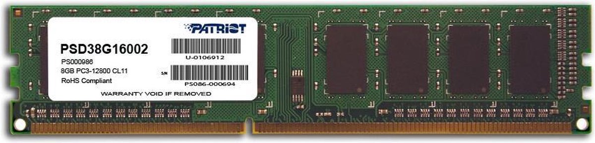 Patriot Memory Signature Line Psd38G16002 Geheugenmodule 8 Gb 1 X 8 Gb Ddr3 - afbeelding 4
